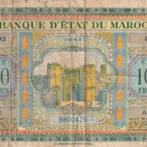 Vente Flash Billet Maroc 100 Francs - Meknes - 01-08-1943 - Série A.393 - P.27A