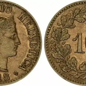 Suisse 10 Rappen Helvetia - 1918 B Meilleur Choix