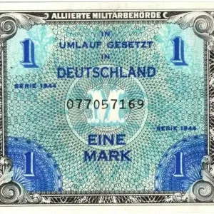 Billet Allemagne 1 Mark Impr. américaine - 1944 9 digit avec F Original