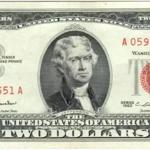 Livraison Mondiale Billet USA 2 Dollars Jefferson - Monticello - 1963 - A 05919651 A