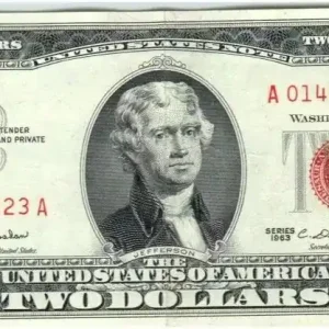 Usine Directe Billet USA 2 Dollars Jefferson - Monticello - 1963 - A 01449323 A