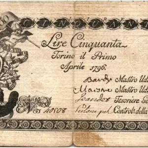 Billet Italie 50 Lire Aigle et Armoiries - 01-04-1796 - 40508 Vente Flash