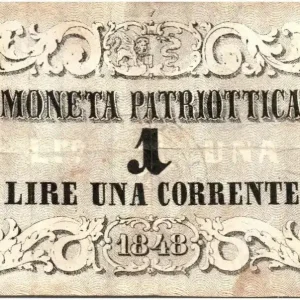 Paiement Sécurisé Billet Italie 1 Lire Chevaux et Fleurs - Lion de Venise 1848 - 1