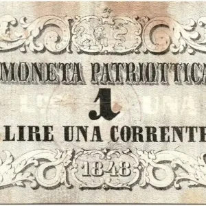 Billet Italie 1 Lire Chevaux et Fleurs - Lion de Venise 1848 - 84 Top Vente