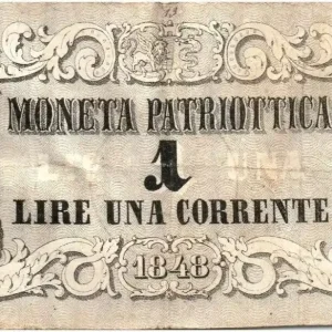 En Vogue Billet Italie 1 Lire Chevaux et Fleurs - Lion de Venise 1848 - 13