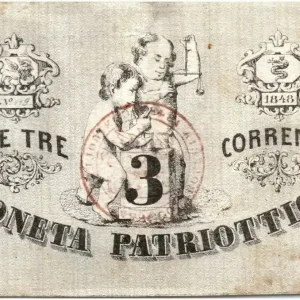 Billet Italie 3 Lire Venise et Milan - Lion de Venise 1848 - 119 Offre Exclusive