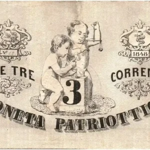 Fait Main Billet Italie 3 Lire Venise et Milan - Lion de Venise 1848 - 12