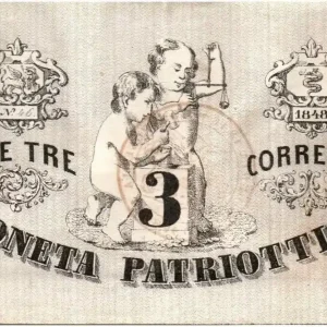 Billet Italie 3 Lire Venise et Milan - Lion de Venise 1848 - 46 Remise