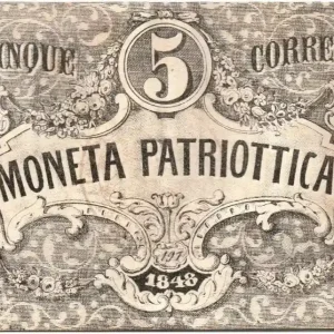 Billet Italie 5 Lire Armoiries de Venise et Milan - 1848 - 119 Livraison Express
