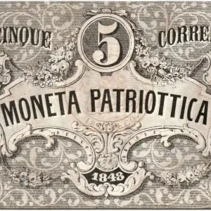 Nouveauté Billet Italie 5 Lire Armoiries de Venise et Milan - 1848 - 28
