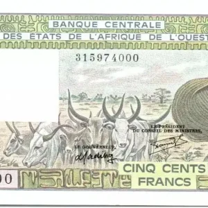 Meilleur Choix Billet BCEAO 500 Francs Togo - Vieil homme et zébus - 1985 Série Q.13 - 315974000