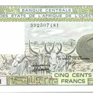 Billet BCEAO 500 Francs Sénégal, vieil homme et zébus - 1986 Série S.16 Soldes