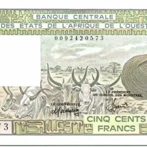 Billet BCEAO 500 Francs Côte d'Ivoire - Veil homme et zébus - 1983 Série S.4 Offre Exclusive