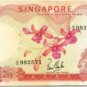 Promotion Saisonnière Billet Singapour 10 Dollars Orchidée - Mains - 1967 Série A.41