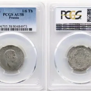 Prusse 1/6 Thaler Friedrich III - Armoiries - 1813 A - PCGS AU 58 Usine Directe