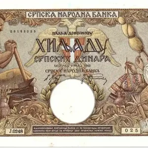Billet Serbie 1000 Dinara Paysans, aigle à 2 têtes - 1942 Seulement Aujourd’hui