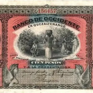Haute Qualité Billet Guatemala 100 Pesos Plantation de café - 1910