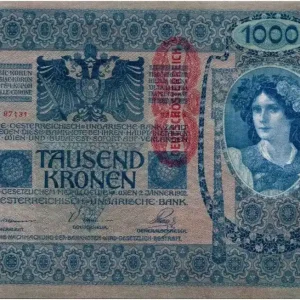 Billet Autriche 1000 Kronen Femme, surcharge Deustschosterreich - 1902 (1919) Prix Bas
