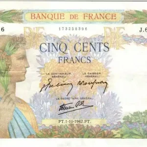 Billet France 500 Francs La Paix - 01-10-1942 Série J.6931 Acheter En Ligne