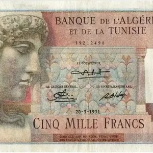 Billet Algérie 5000 Francs Apollon - Arc de Trajan - 20-03-1951 Prix Choc