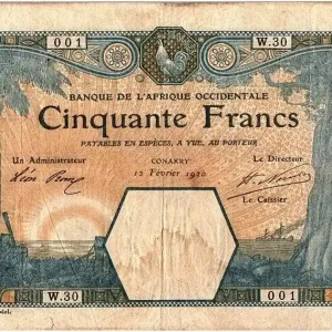 Paiement Sécurisé Billet B A O 50 Francs Conakry - Eléphants - 1920