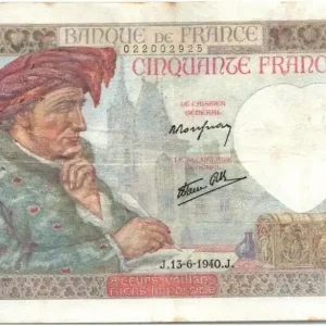 Tendance Billet France 50 Francs Jacques Coeur - 13-06-1940 Série V.9
