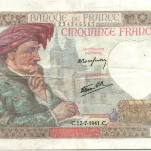 Commander Maintenant Billet France 50 Francs Jacques Coeur - 17-07-1941 Série T.94