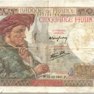 Acheter Direct Billet France 50 Francs Jacques Coeur - 18-12-1941 Série X.147