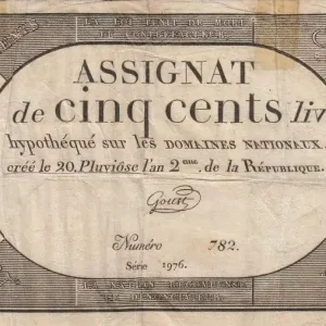 Billet France 500 Livres 20 Pluviose An II (8.2.1794) - Sign. Goust Acheter En Ligne