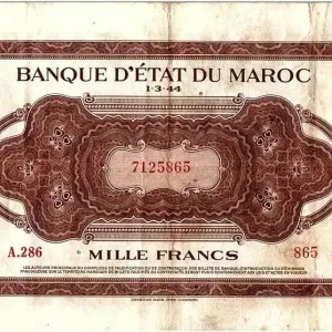 Prix Bas Billet Maroc 1000 Francs Marron, Impr Américaine - 01-03-1944 - A.286