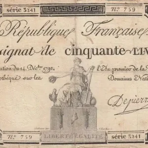 Billet France 50 Livres Femme assise (14-12-1792) - Sign. Depierre Offre Spéciale