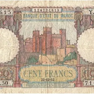 Billet Maroc 100 Francs Forteresse - 1952 Commande En Gros