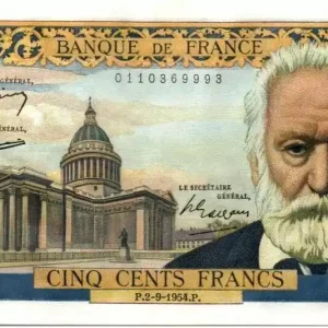 Billet France 500 Francs Victor Hugo - 1954 Série D.45 69993 Paiement Sécurisé