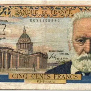 Authentique Billet France 500 Francs Victor Hugo - 04-03-1954 Série Z.30