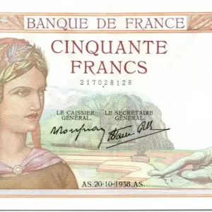 Prix Cassé Billet France 50 Francs Cérès - 20-10-1938 Série D.8682-128