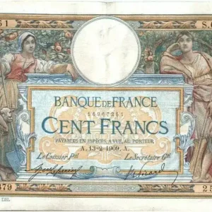 Offre Exclusive Billet France 100 Francs Luc Olivier Merson - 13-02-1909 Série S.679