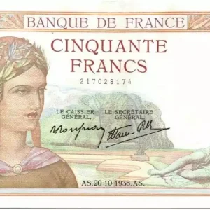 Billet France 50 Francs Cérès - 20-10-1938 Série D.8682-174 Meilleure Vente