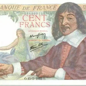 Billet France 100 Francs Descartes - 15-05-1942 Série W.14-09104 Prix Bas