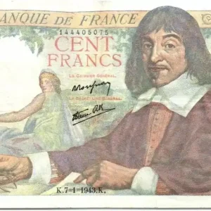 Promotion Billet France 100 Francs Descartes - 07-01-1943 Série U.58