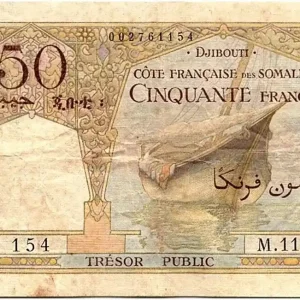 Billet Djibouti 50 Francs Bateau, Chameaux -1952 Livraison Mondiale