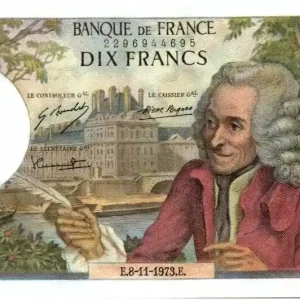 Billet France 10 Francs Voltaire - 08-11-1973 Série U.919 Satisfait Ou Remboursé