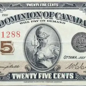 Prix Choc Billet Canada 25 Cent Britannia - 1923 - Série C