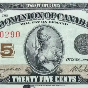 Petit Prix Billet Canada 25 Cent Britannia - 1923 - Série M