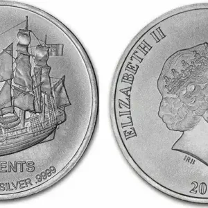 Iles Cook 50 Cents Voilier - Elisabeth II - 1/2 Once Argent 2015 Expédié Aujourd’hui