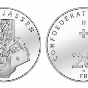 Suisse 20 Francs Jass, jeux de cartes - 2014 Argent En Vogue