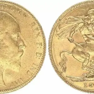 Haute Qualité Royaume-Uni 1 Souverain Edouard VII - St George et dragon 1907