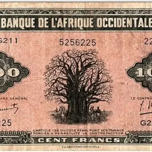 Billet B A O 100 Francs Baobab - 1942 Vente Directe