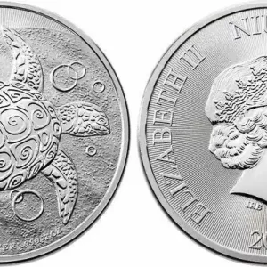 Offre Spéciale Ile Niue 5 Dollars Elisabeth II - 2 Onces Argent Tortue 2015