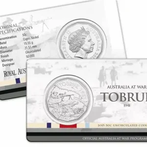 Australie 50 Cents Bataille de Tobruk 1941 - 2015 Expédié Aujourd’hui