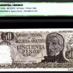Billet Argentine 50 Pesos J. San Martin - Spécimen - 1972 - ICG AU 55 - P.290s Affaire À Saisir